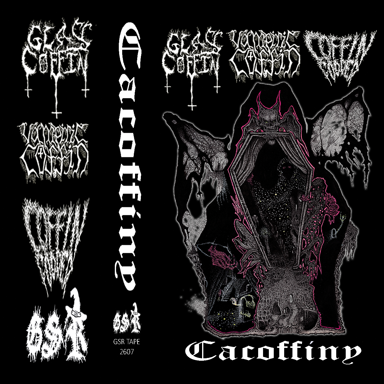 GLASS COFFIN / VAMPIRIC COFFIN / COFFIN FODDER - Cacoffiny (triple coffin split) cassette