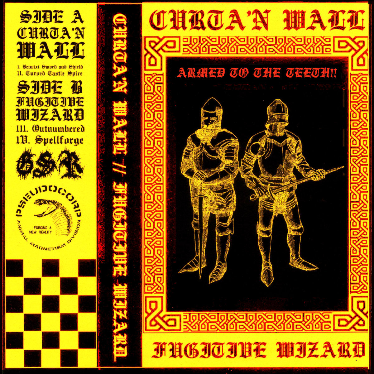 CURTA'N WALL / FUGITIVE WIZARD - Armed to the Teeth cassette